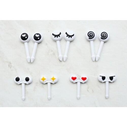 10Pcs/Set Mini Skewers Cute Cartoon Eyes Kawaii Lunch Bento Box Food Fruit Picks Fork Sticks Buffet Sandwich Toppers