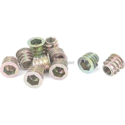 10 Pcs M10x15mm Zinc Plated Hex Socket Screw in Thread Insert Nut for Wood