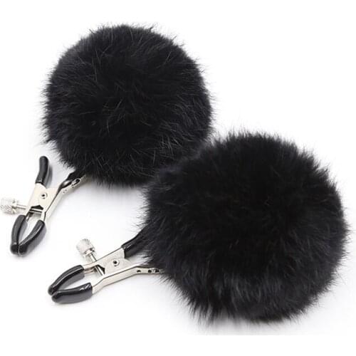2pcs Plush Ball Nipple Clamps BDSM Sex Bondage Fetish SM Adult Game Nipple Clips Clitoris Stimulator Adults Sex Toys For Woman