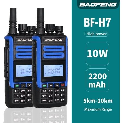 2PCS 10W High Power Baofeng BF-H7 Walkie Talkie Dual Band Portable Two Way Radio 10KM Amateur Hunting Transmitter HF Transceiver