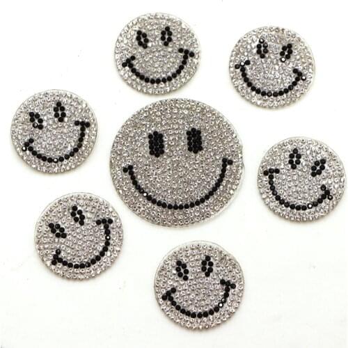 3Pcs Smile Hot fix Rhinestone Iron on Crystal Patch Badage Children Women Clothes Wedding Dress Hats Accessories Applique