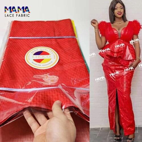 5 Yards Red Bazin Riche Fabric African Lace Fabric 2020 High Quality Nigerian Wedding Bridal printing Bazin Tissu Material