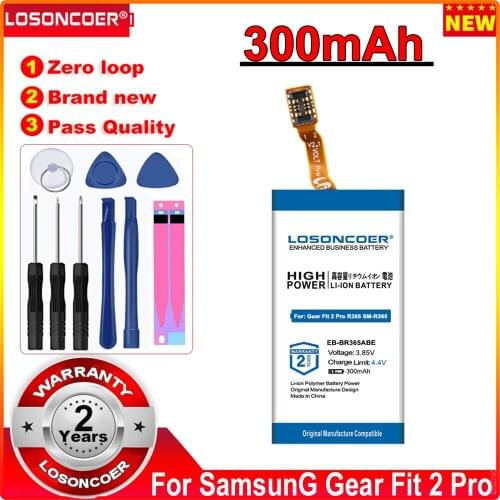 LOSONCOER EB-BR365ABE Battery 300mAh for Samsung Gear Fit2 Pro Fitness SM-R365 R365 Gear Fit 2 Pro GH43-04770A Batteries