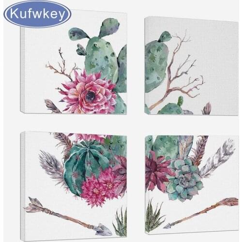 Diy diamond painting 4pcs/set Cactus plant Decor Diamond Embroidery cross stitch Diamond mosaic christmas decorations full resin
