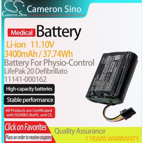 CameronSino Battery for Physio-Control LifePak 20 Defibrillato fits 11141-000162 B11827 Medical Replacement battery 3400mAh