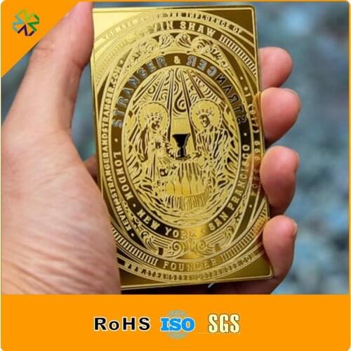 Gold etching cheap metal card with barcode
