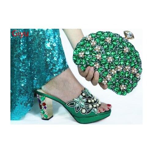 Doershow beautiful Shoes And Bag Set New 2019 Women Shoes And Bag Set In Italy Italian Shoes with Matching Bags Set!SAC1-2