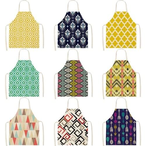 Geometric Pattern Apron Linen Children Adults Wave Triangle Nordic Sweet Apron for Home Kitchen Cooking Baking
