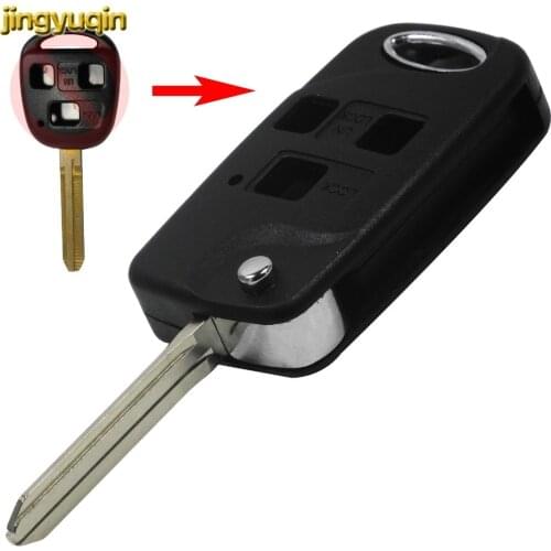 Jingyuqin 3 Buttons Flip Folding Remote Car Key Case Shell Fob Replacement for Toyota FJ/Land Cruiser Camry TOY43 Styling