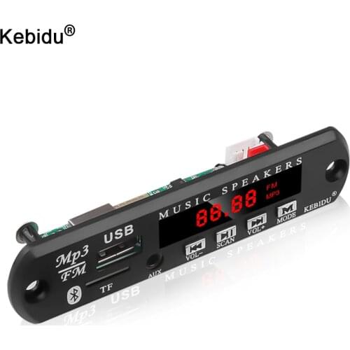 Kebidu New MP3 Player DC 12V 5V Wireless Bluetooth Audio Module MP3 WMA Decoder Board USB FM TF Radio For Car MP3 Accessories