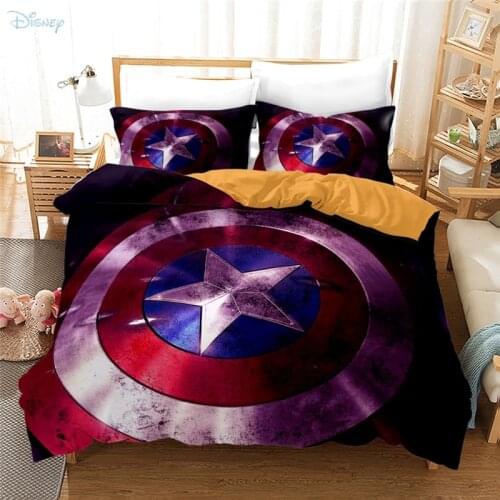 3d Captain America Shield Pattern Bedding Sets The Avengers Character Printed Duvet Cover Set with Pillowcase for Boys Kids Gift