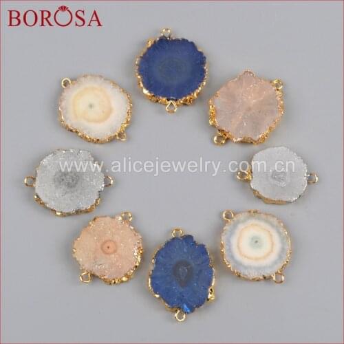BOROSA New Style Connector for Bracelet, Gold Color Mix Color Titanium Solar Quartz Connector for Necklace as Gift G1188
