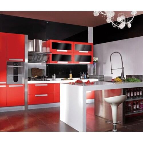 Red and black kitchen design