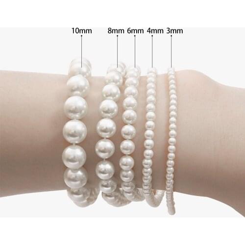 High Quality 40-140Pcs 3 4 6 8 10mm Round Glass Pearls Beads Gray Ivory Pink White Purple DIY For Jewelry Making Pearls Necklace