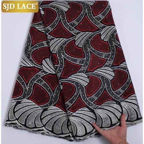SJD LACE New African Dry Lace Fabric With Stones Swiss Voile Lace In Switzerland Embroidery Nigeria Lace Fabric For Man SewA2207