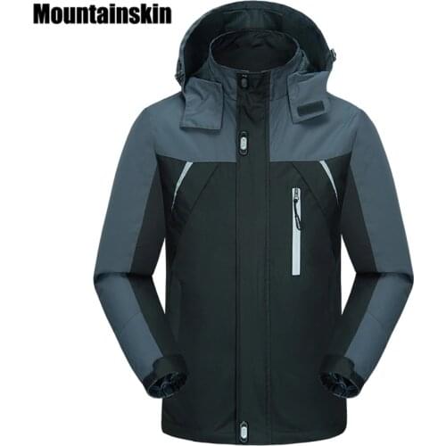 Mountainskin Spring Jackets Mens Coats 4XL Casual Hooded Mens Windbreaker Windproof Waterproof Brand Male Jackets SA200