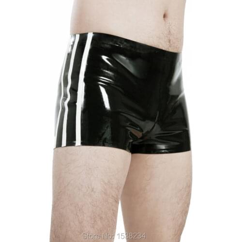 Latex boxer Men rubber boxer mens latex lingerie underwear white trim