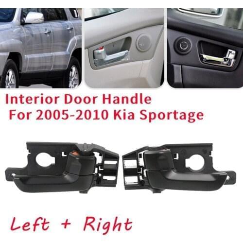 Left + Right Side Interior Inner Door Handle for 2005-2010 Kia Sportage Driver + Passenger Side Black