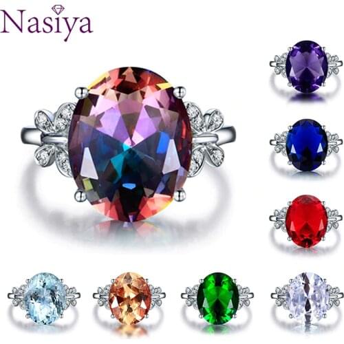 Fashion Multicolor Gemstone Wedding Rings High Quality Spine Ring For Sale Womens Silver 925 Jewelry Ring Size 5-10 7 Colors