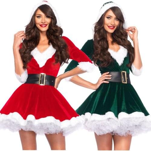 Fashion Adults Women Slim Fit Sexy Christmas Suit Costumes Adult women Santa Claus Cosplay Christmas Party Fancy Dress