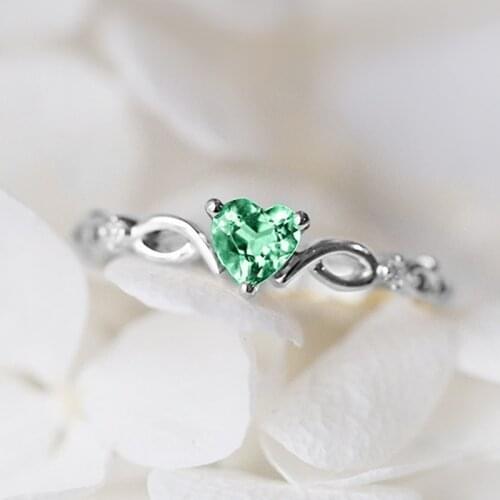 Newest Colorful Heart Zircon Wedding Rings Elegant and slender rings 3-claw Prong setting for Women gifts