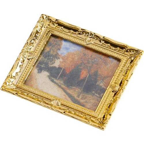 New 1 Pc 1/12 1:12 Diy Dollhouse Mini Oil Painting Dollshouse Miniature Miniature Furniture Doll Houses Resin Picture Frame