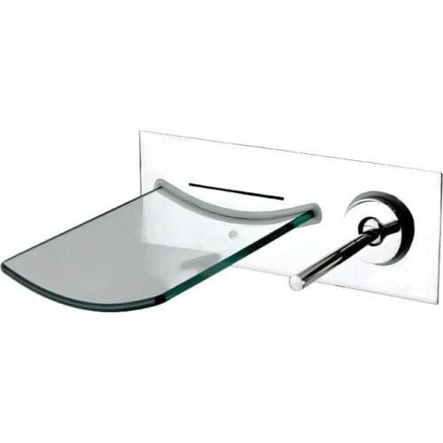 New Design in-wall Glass One Handle Brass Waterfall Lavatory Faucet