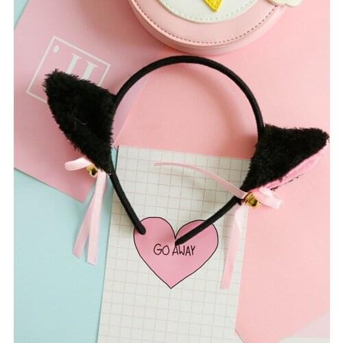 Japanese Anime Cat Ears Hairbands Headwears with Bells Sweet Cartoon Headbands Bow Hair Hoop Maid Lolita Party Hair Accessories