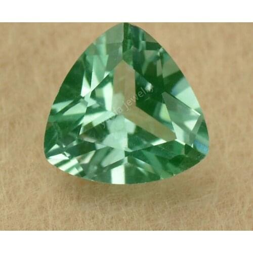 Wholesale 3x3~12x12mm 135# Light Grass Green Spinel Stone Trillion Shape Brilliant Cut Synthetic Gems For DIY Jewelry Making