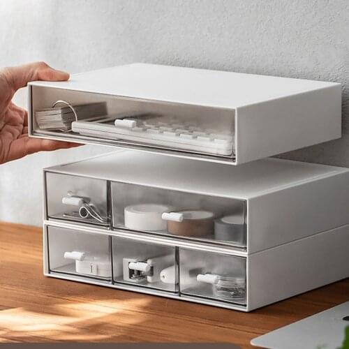 Makeup Organizer Cosmetic Drawer Makeup Storage Box Container Nail Casket Holder Desktop Storage Case Container 1/2/3Compartment