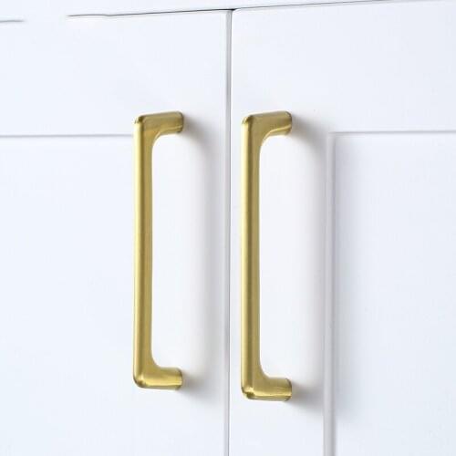 Qiansi Furniture Handles Knobs Nordic Minimalist Handle Vintage Cabinet Door Pull Bedroom Wardrobe Drawer Brass Knob