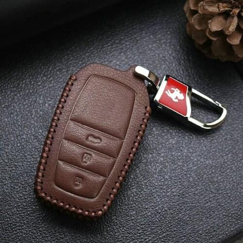 Genuine Leather Car Key Cover Case For Toyota Camry 2017 2018 CHR Prius Corolla RAV4 Key Chain Shell For Toyota c-hr Accessories