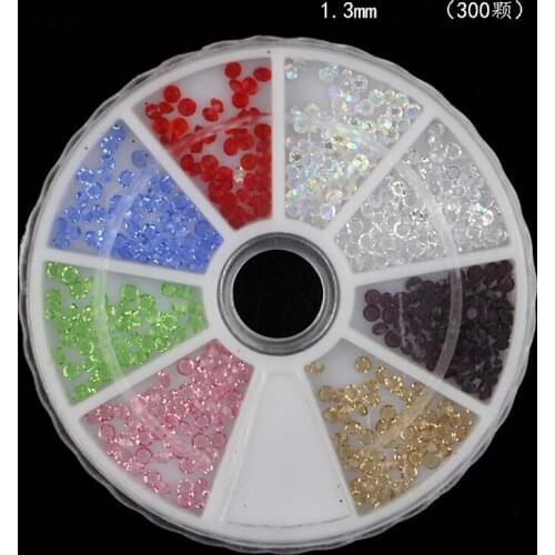 The Hugely Popular! Mix 8 colours Micro drill Manicure K9 1.3mm Crystal Glass Rhineston Pointback NAIL ART 300pcs/piece