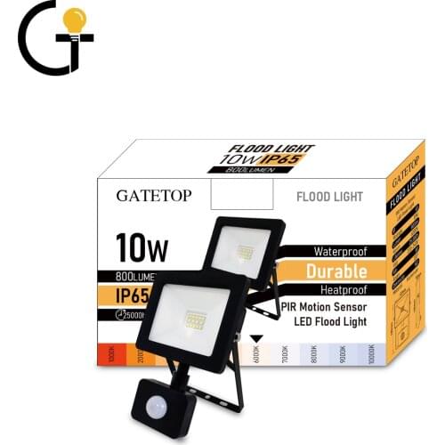 10W Motion Sensor LED Floodlight Induction Style IP44 Cold White Light 6000K Human Body Induction Water Proof Lamp