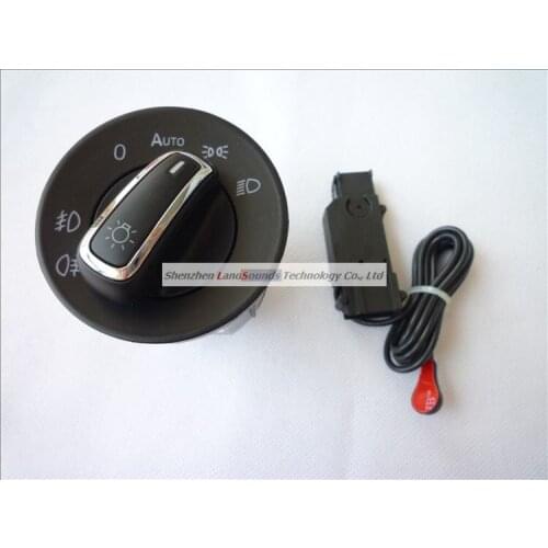 OEM Brushed Headlight Switch Fog Lamp Switch with Auto Light Sensor for Skoda Octavia with Green Backlight