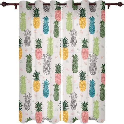 Tropical Plants Fruit Colorful Pineapple Windows Curtains Bedroom Kitchen Window Drapes Christmas Curtains for Living Room
