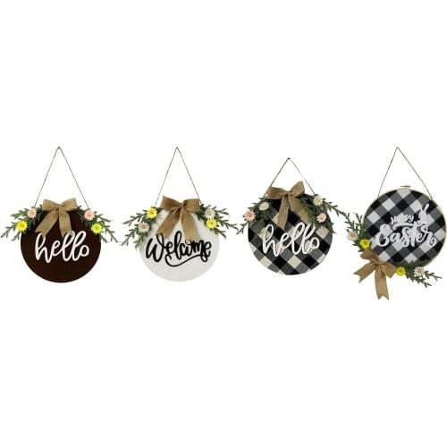 Party Door Hanging Sign Rustic Front Door Sign Antique Wood Round Wooden Holiday Decor for Home Front Door Shop Hotel