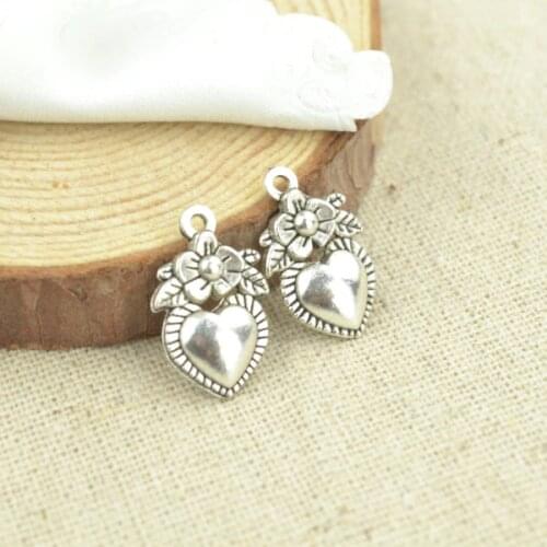 High quality 30 pcs metal antique silver Plated love Heart charms for DIY jewelry making 18*11mm A45