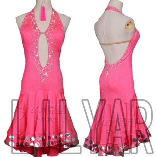 New Latin dance skirt competition skirt performance Skirt Adult custom soft pink open back sexy dance skirt