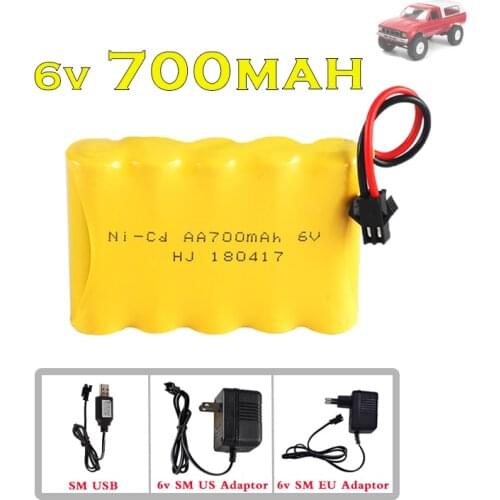 Upgrade 6v 700mah NiCD Battery Charger For Rc WPL Car Tanks Truck Robots Guns Boats Toys AA Ni-CD 6v Rechargeable Battery Parts