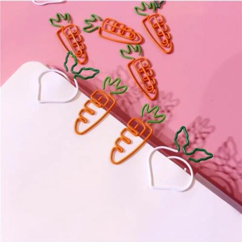 10pcs/lot Creative Kawaii Carrot Pea Vegetable Paper Clip Cute Metal Bookmark Decorative File Memo Clips Stationery