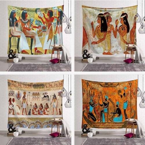 Yellow Ancient Egypt Tapestry Wall Hanging Old Culture Printed Hippie Egyptian Tapestries Wall Cloth Home Decor Vintage Tapestry