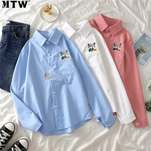 Women Blouse 2021 Spring Autumn Long Sleeve Loose Blouse Shirts Ladies Embroidery Korean Office Tops