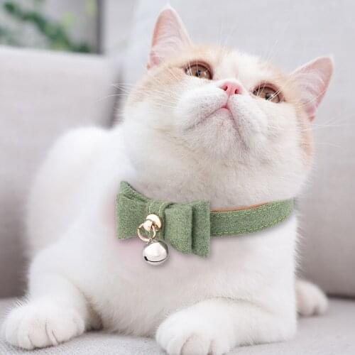 1PCS Pet Collar Creative Bell Decor Adjustable Buckle Dog Bowtie Collar Cat Collar Neckerchief Jewelry Accessories for Pet