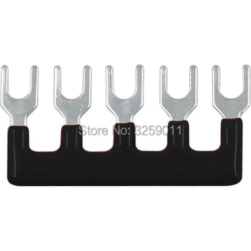 10PCS TB2505 Suyep 5 Positions 25A Wire Connector Pre Insulated Fork Type Barrier Spades Terminal Strip Jumper Block