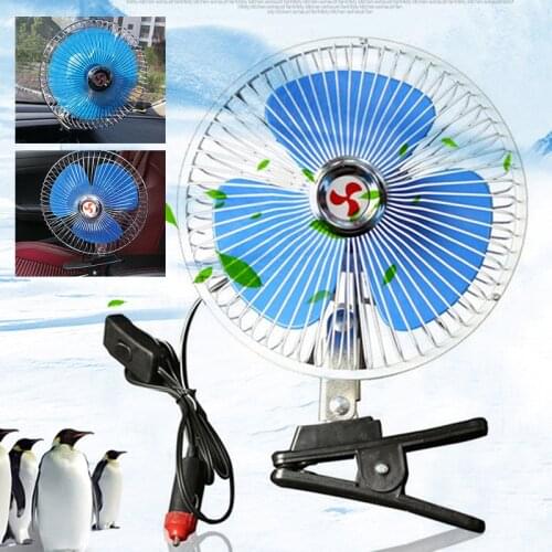 12V 6 inch Car Truck Portable Clip-on Oscillating Cooling Fan Cigarette Lighter High Quality Car Fan Cooling Airflow Clip-on Fan