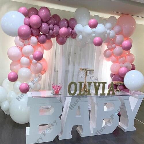 143pcs Retro Pink Balloon Garland White Party Latex Balloons Arch Kit for Baby Shower Birthday Party Supplies Wedding Decoration