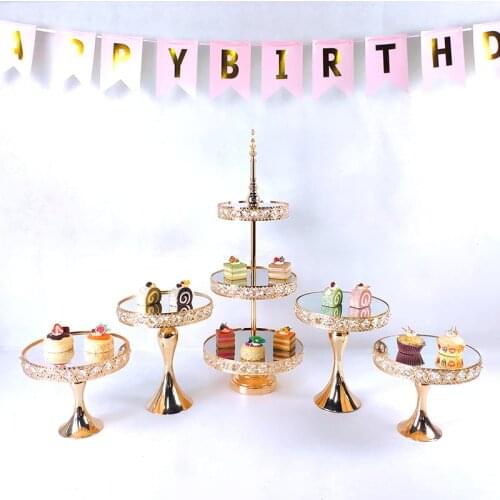 2020 hot gold electroplate Wedding cake stand set Stand Dessert Birthday Party Dessert Cupcake Plate Rack