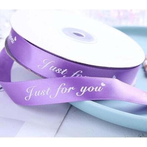 25MM Violet Just For You Printed Polyester Ribbon for Wedding Christmas Party Decorations Bow Craft Ribbons Gifts Wrapping