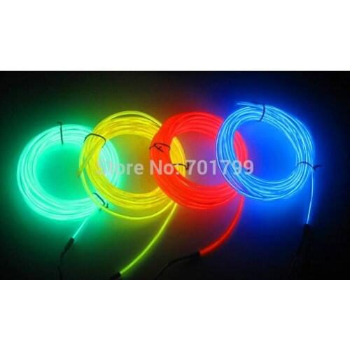 3M long 2.3mm diameter EL Wire Rope Tube;Red /Yellow /Green /White /Blue /Purple /Pink /Orange /Transparent bule